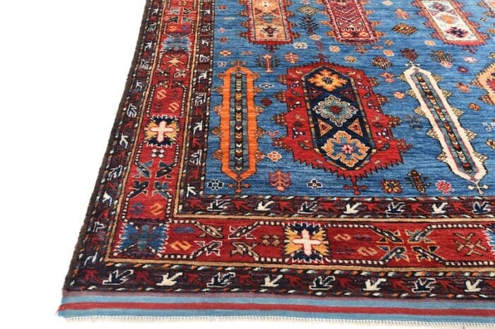 red and blue wool rug 6x9