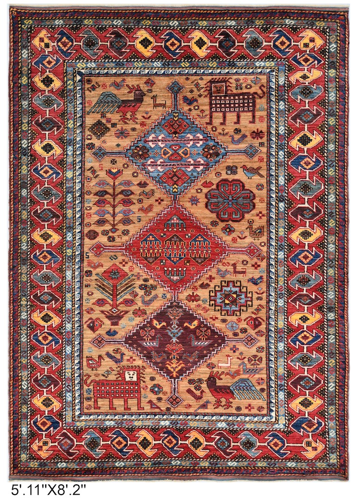 6x8 hand woven tribal rug wool in berkeley multicolor