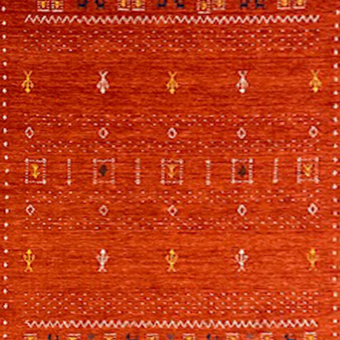 5x8 orange red rug wool hand made