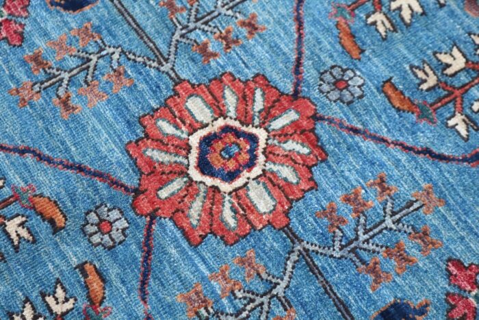 8x8 rug wool handmade blue color