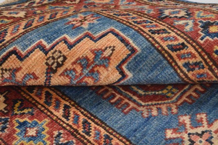 wool rug hand made blue color