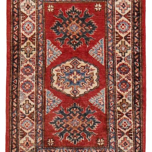 2x3 wool hand made rug super kazak red color