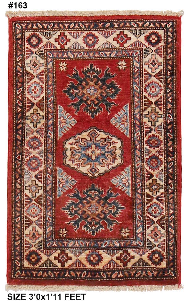 2x3 wool hand made rug super kazak red color