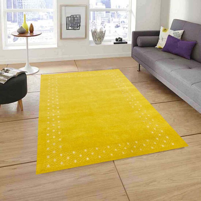 YELLOW RUG WOOL HAND MADE LIVING ROOM