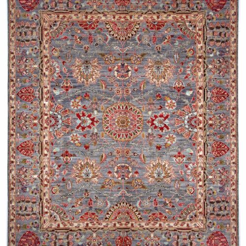 10x8 foot gray rug hand made wool oriental rug in heriz design