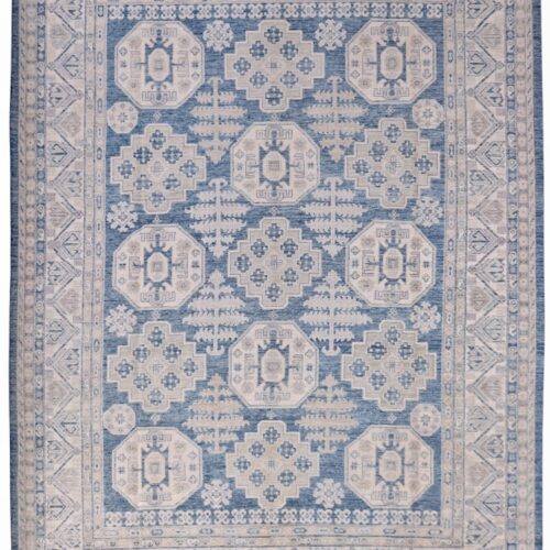 9x12 ft wool hand made rug in light blue color rug