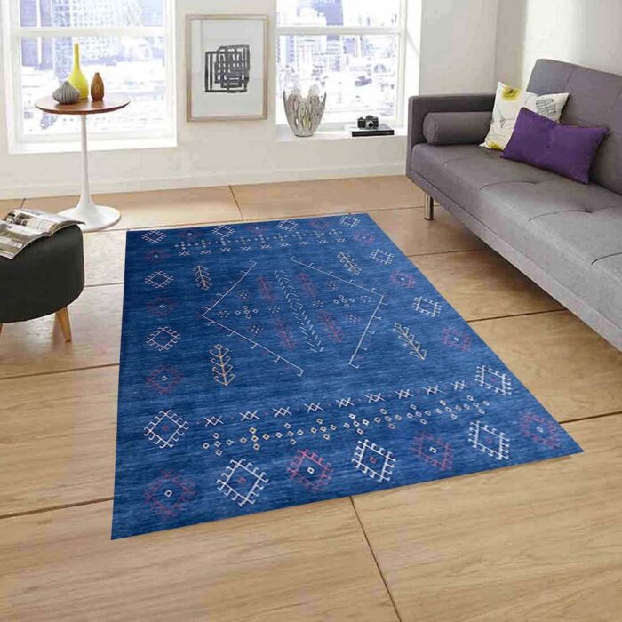 blue rug hand made wool living room rug