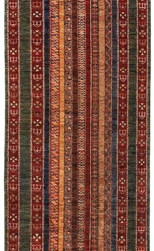 handmade wool hallway runner rug in multicolor 9.6x2.9