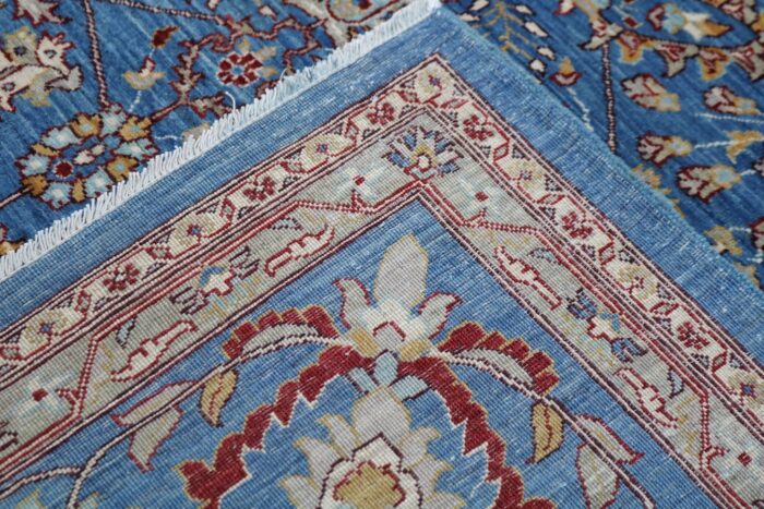 10x8 wool hand made rug in blue color