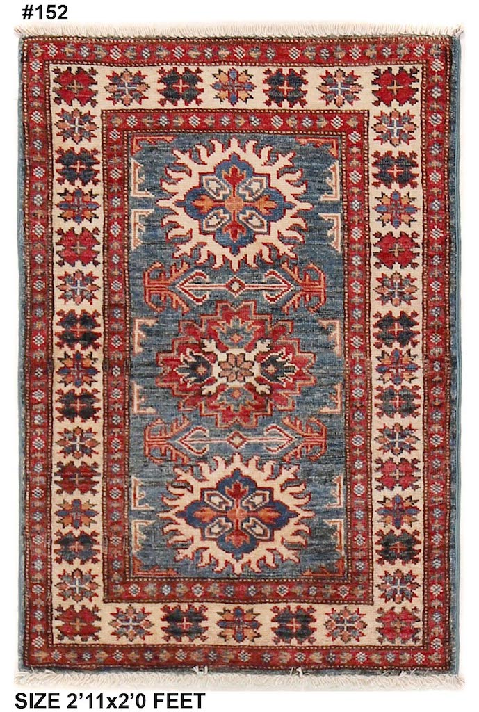 3x2 wool rug hand made wool kazak for entryway