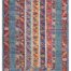 Persian Bijar hand-knotted wool rug with a striped tribal design in blue, red, gold, and ivory – 3'11" x 5'10