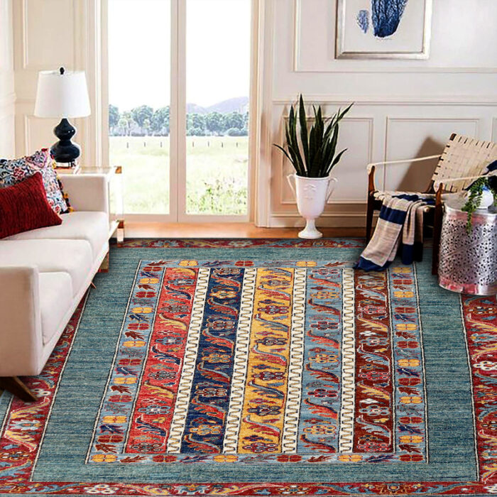 Traditional Persian Bijar tribal rug featuring a bold floral border and intricate woven patterns, ideal for entryways