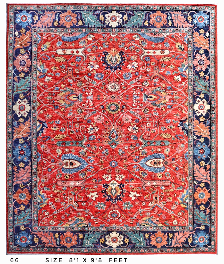 8x10 handwoven area rug with a vintage distressed look, showcasing floral and vine designs in rich, warm tones