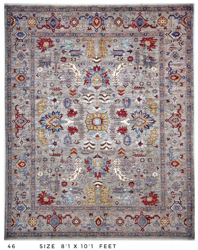 Durable and washable 8x10 Heriz rug, perfect for living rooms, dining areas, and high-traffic spaces