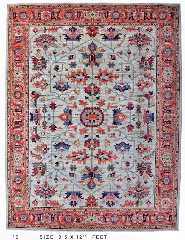 Washable and stain-resistant Persian Serapi rug, ideal for high-traffic areas