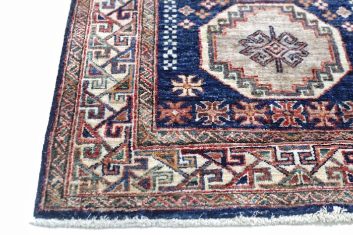 Shop traditional navy and rust 2'8 x 9'5 wool runner rug in Berkeley and San Francisco