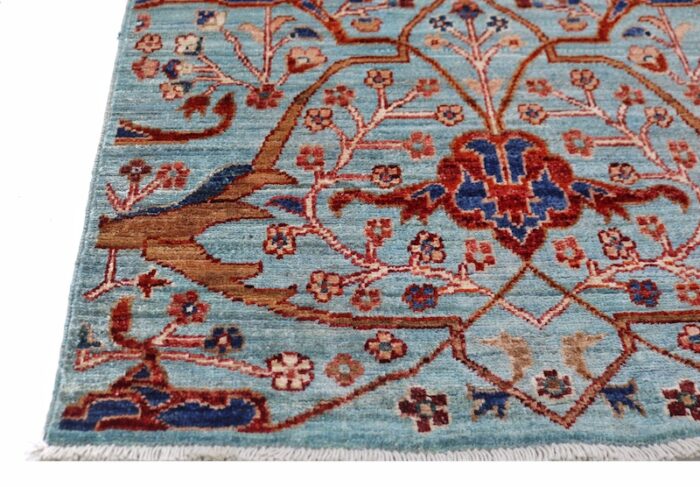 Extra-long 2.5x9.9 Persian Ziegler rug with a traditional floral and vine design.