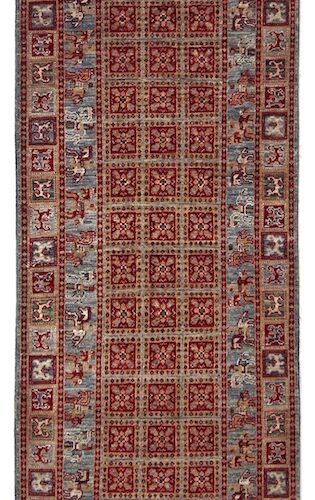 🛋️ Luxury 2.8x7 Pazyryk runner rug with geometric motifs – Hand-knotted wool, free USA shipping!