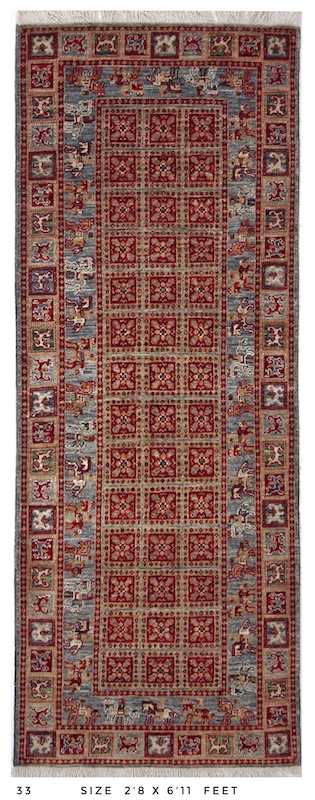 🛋️ Luxury 2.8x7 Pazyryk runner rug with geometric motifs – Hand-knotted wool, free USA shipping!