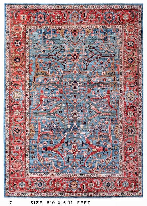 Handmade geometric wool rug with classic Persian Ziegler patterns, designed for durability and elegance