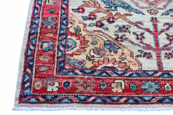 Hand-knotted Persian-style Ziegler hallway runner featuring intricate geometric and floral patterns