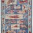 "Intricately designed fish pattern wool rug, perfect for ocean-themed spaces, featuring blue and red tones, 4'11 x 6'10