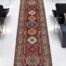 Elegant handmade wool Kazak runner rug 2.8 x 10 in deep red, navy, and gold – great for high-traffic areas.