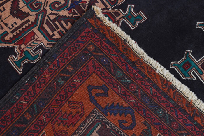 Vintage Afghan Baluchi Wool Rug – Handwoven, stain-resistant, and washable for long-lasting beauty.