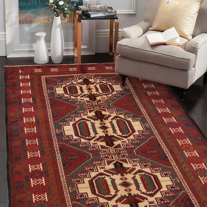 Authentic Afghan tribal rug 6'8 x 4'1 ft featuring intricate geometric patterns. Handmade, affordable, and ideal for modern and traditional interiors