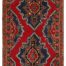 Traditional Afghan wool rug with bold geometric designs in red, navy, and beige. 6'8 x 3'10 ft, ideal for living rooms, offices, and hallways in Sausalito