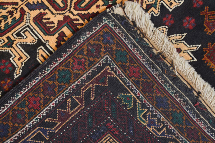 Geometric Afghan tribal rug with a brown base and detailed border patterns. 6'3 x 4'2 ft, available in Moraga, San Rafael, Berkeley, and San Francisco showrooms