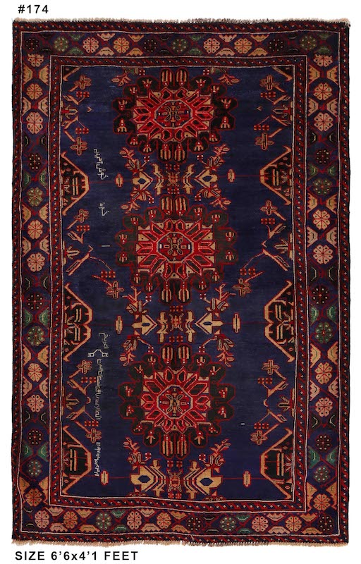 Village-made Afghan Baluchi rug featuring intricate patterns and deep contrasting colors. Perfect for high-traffic areas and stylish interiors.