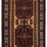 Village-made Afghan Baluchi rug in warm beige, dark brown, and rust tones. 4'8 x 2'9 ft, available for purchase in Berkeley, San Rafael, and San Francisco