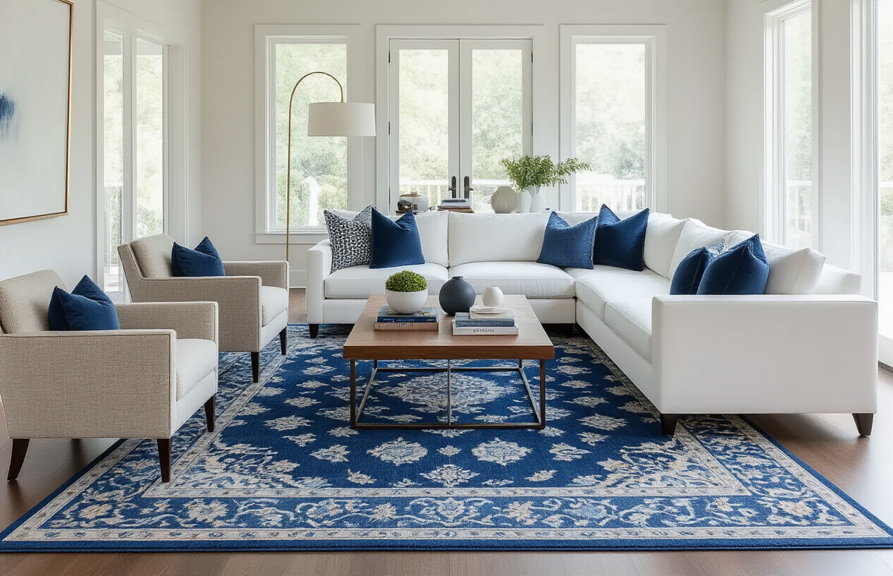 Matching Furniture Styles to Your Blue Rug Design