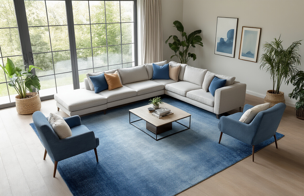 Room Layout Optimization Around Your Blue Rug