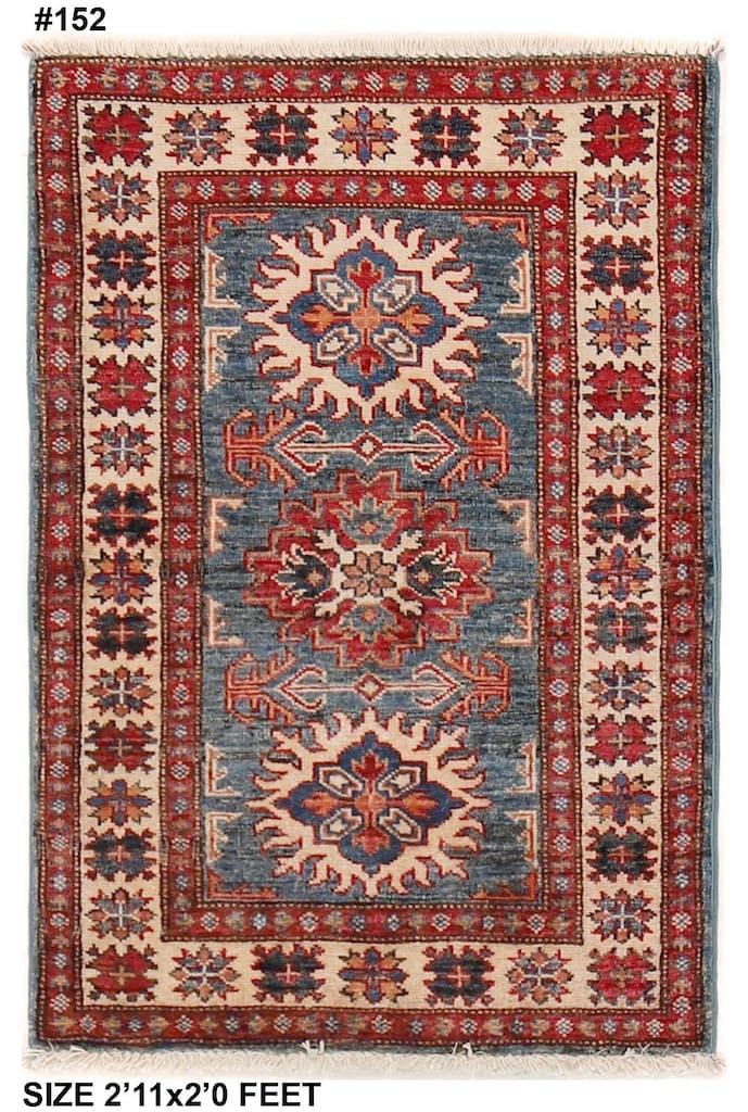 3x2 wool rug hand made wool kazak for entryway